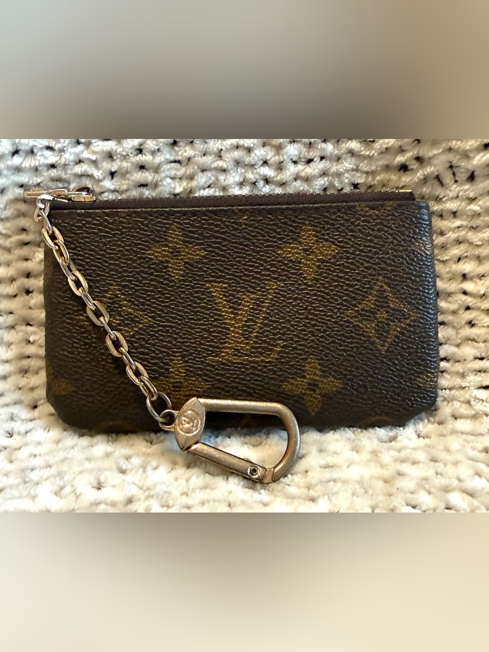 Louis Vuitton Brown Monogram Key Pouch with Gold Hardware - Picture 2 of 6